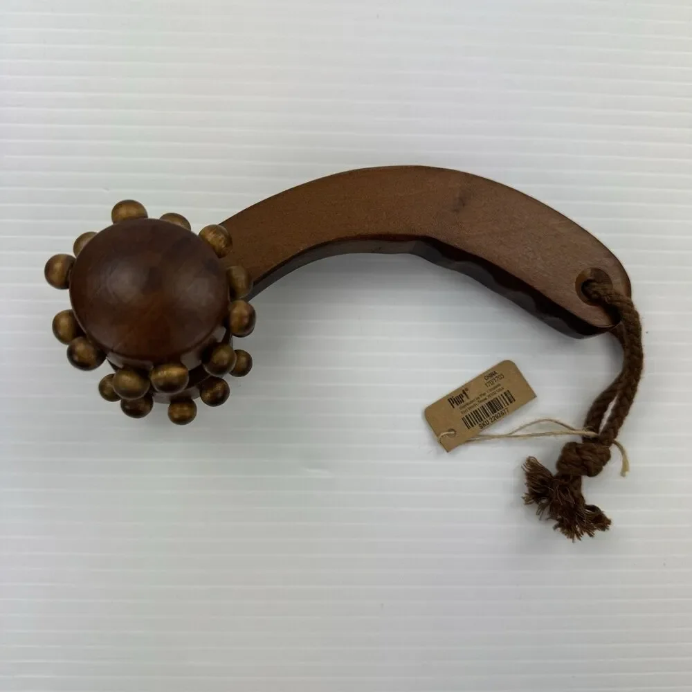 Pier 1 Wood Handheld Massage Roller Boho Retro Spa Tool Vintage Look